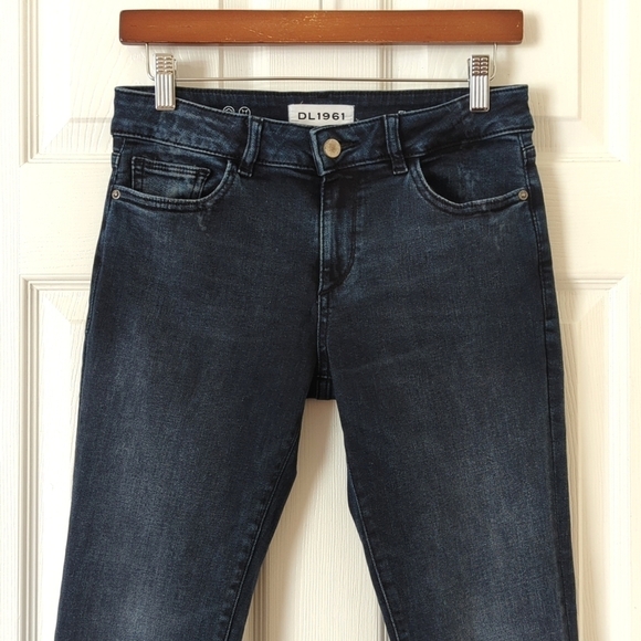DL1961 Florence Instasculpt Dark Wash Mid Rise Ankle Cropped Skinny Jeans 27 - Picture 2 of 15